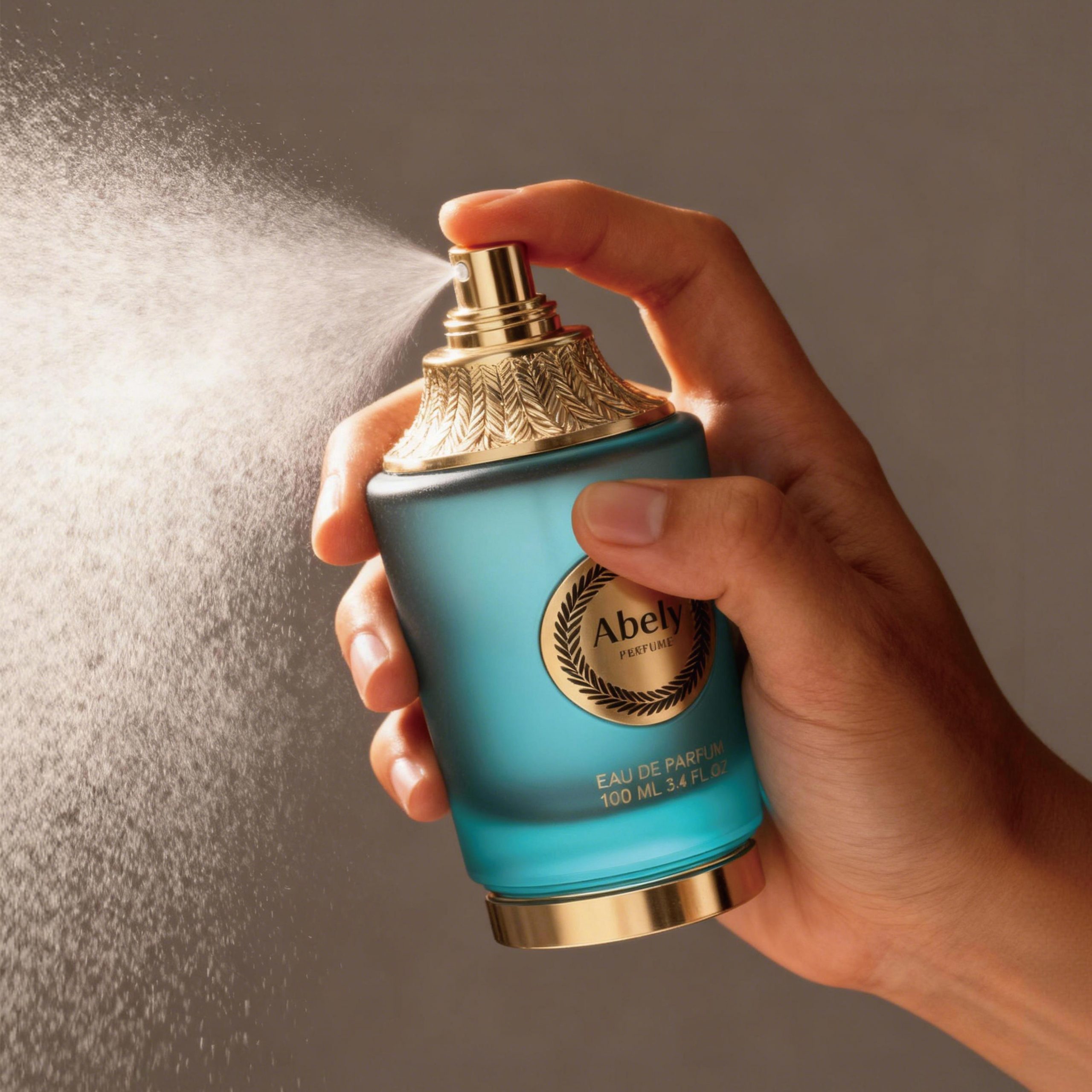 A perfume spray nozzle that produces a uniform mist.