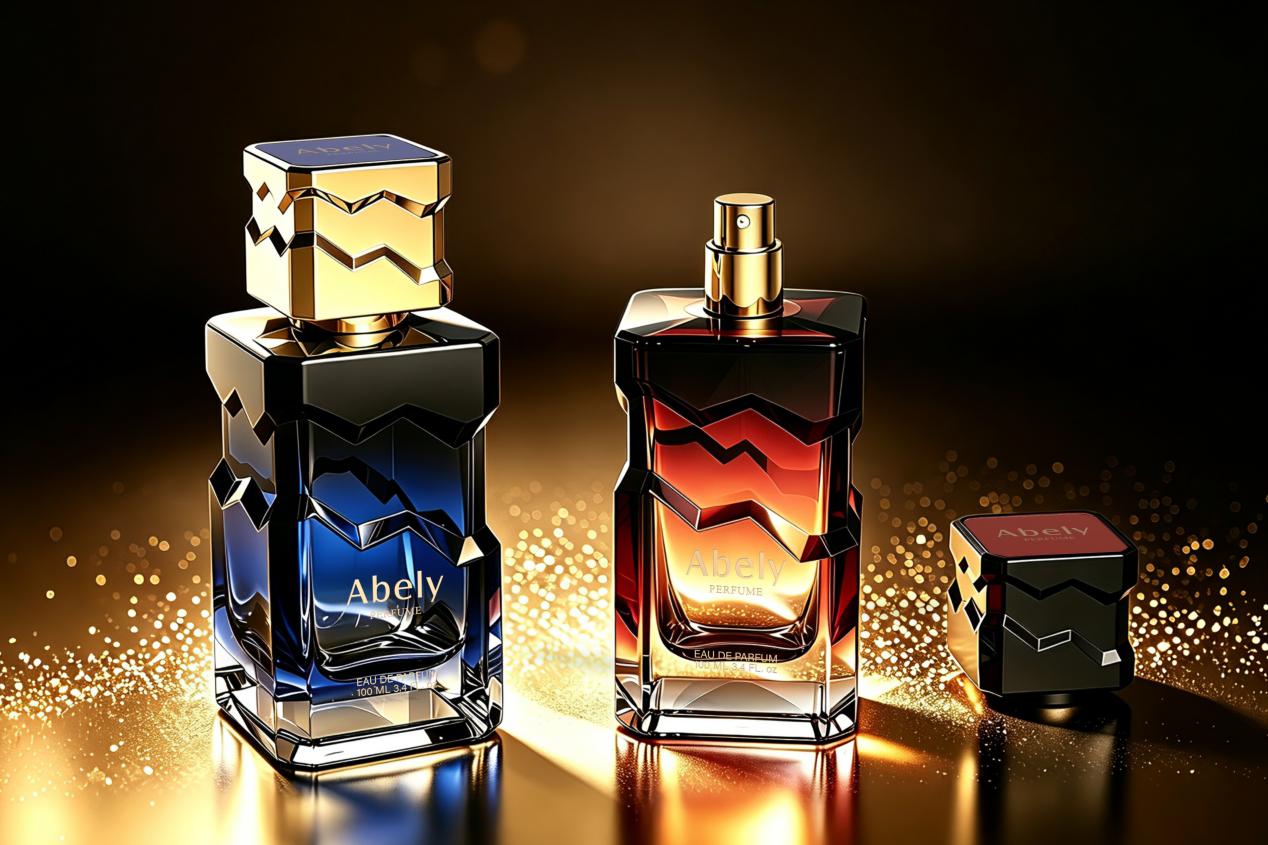 Perfume bottles from China with decorative caps and spray pumps